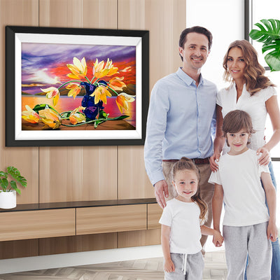 Gelbe Tulpen bei Sonnenuntergang Diamond Painting