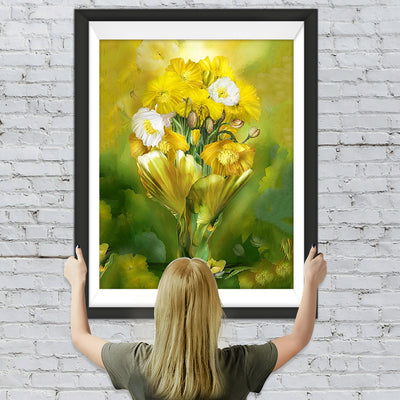 Gelbe und weiße Mohnblumen Diamond Painting