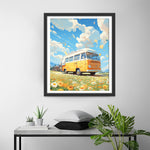 Gelber Bus in der Chrysantheme Wild Diamond Painting