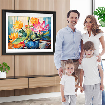 Gelber und rosa Lotus Diamond Painting