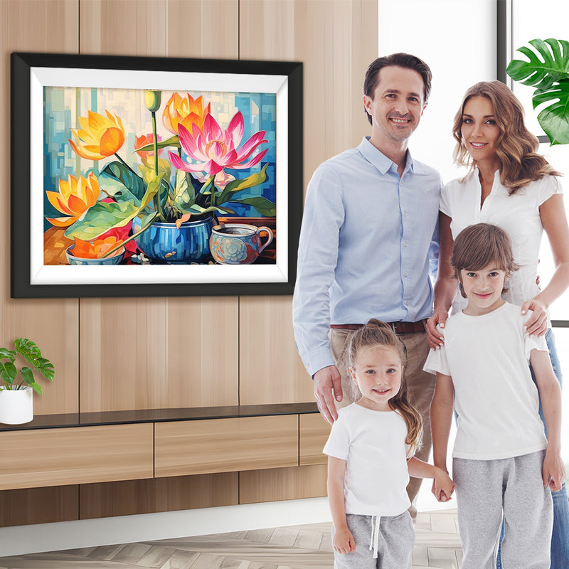 Gelber und rosa Lotus Diamond Painting