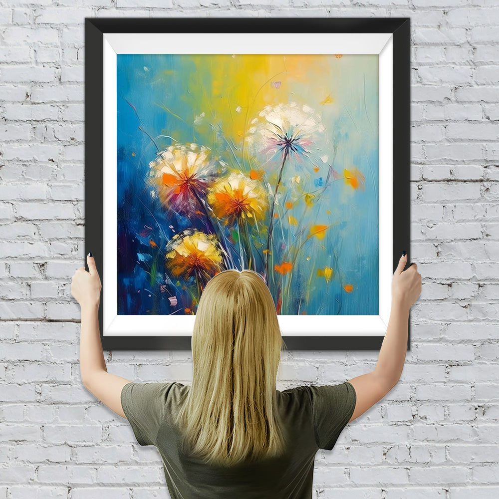 Gelber und weißer Löwenzahn Diamond Painting