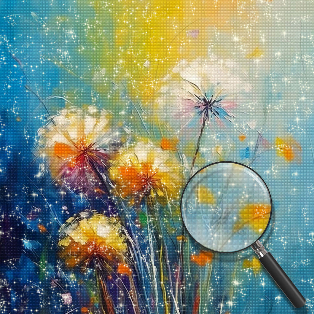 Gelber und weißer Löwenzahn Diamond Painting