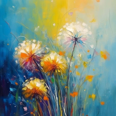 Gelber und weißer Löwenzahn Diamond Painting
