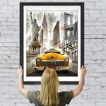 Gelbes Taxi in der Stadt Diamond Painting