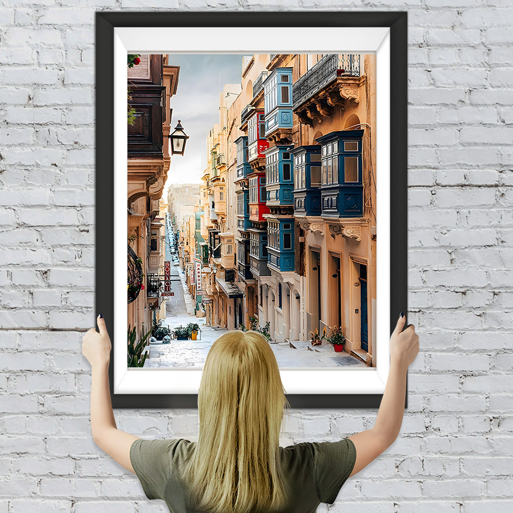 Gepflegte Gebäude in der Stadt Diamond Painting