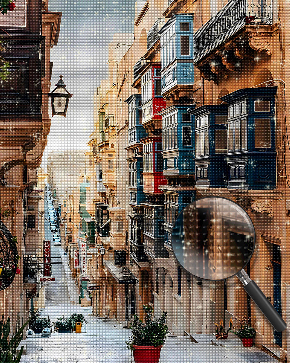 Gepflegte Gebäude in der Stadt Diamond Painting