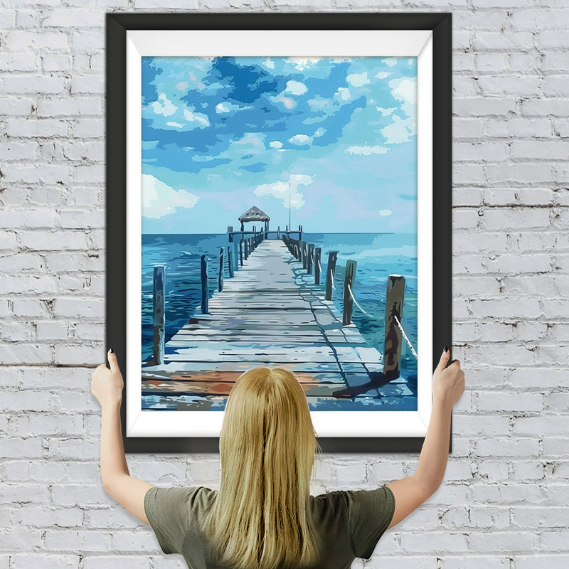 Gerüstbrücke am Meer Diamond Painting