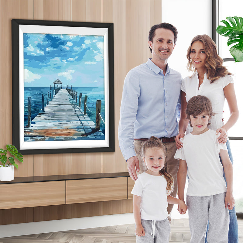 Gerüstbrücke am Meer Diamond Painting