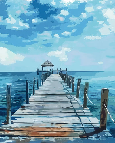 Gerüstbrücke am Meer Diamond Painting