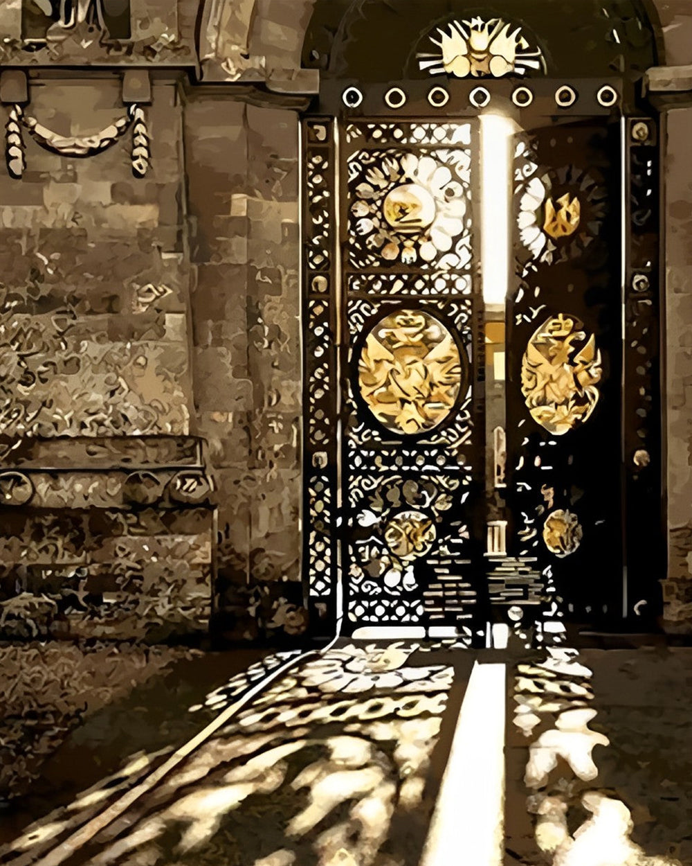 Gesprenkelte goldene Tür Diamond Painting