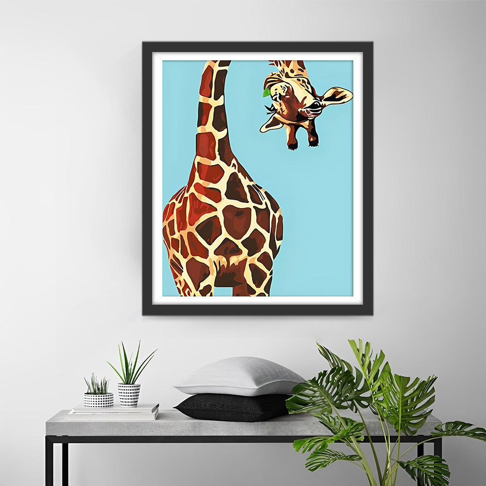 Giraffe auf blauem Hintergrund Diamond Painting