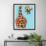Giraffe auf blauem Hintergrund Diamond Painting