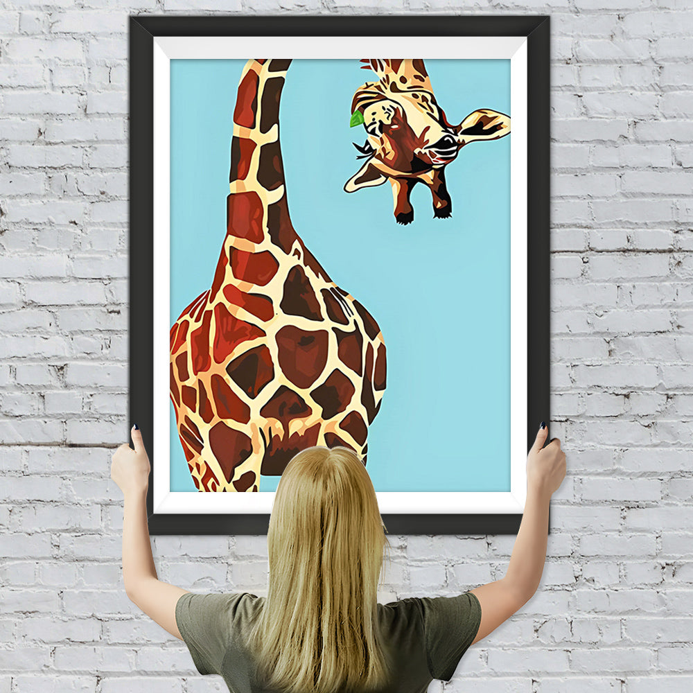 Giraffe auf blauem Hintergrund Diamond Painting
