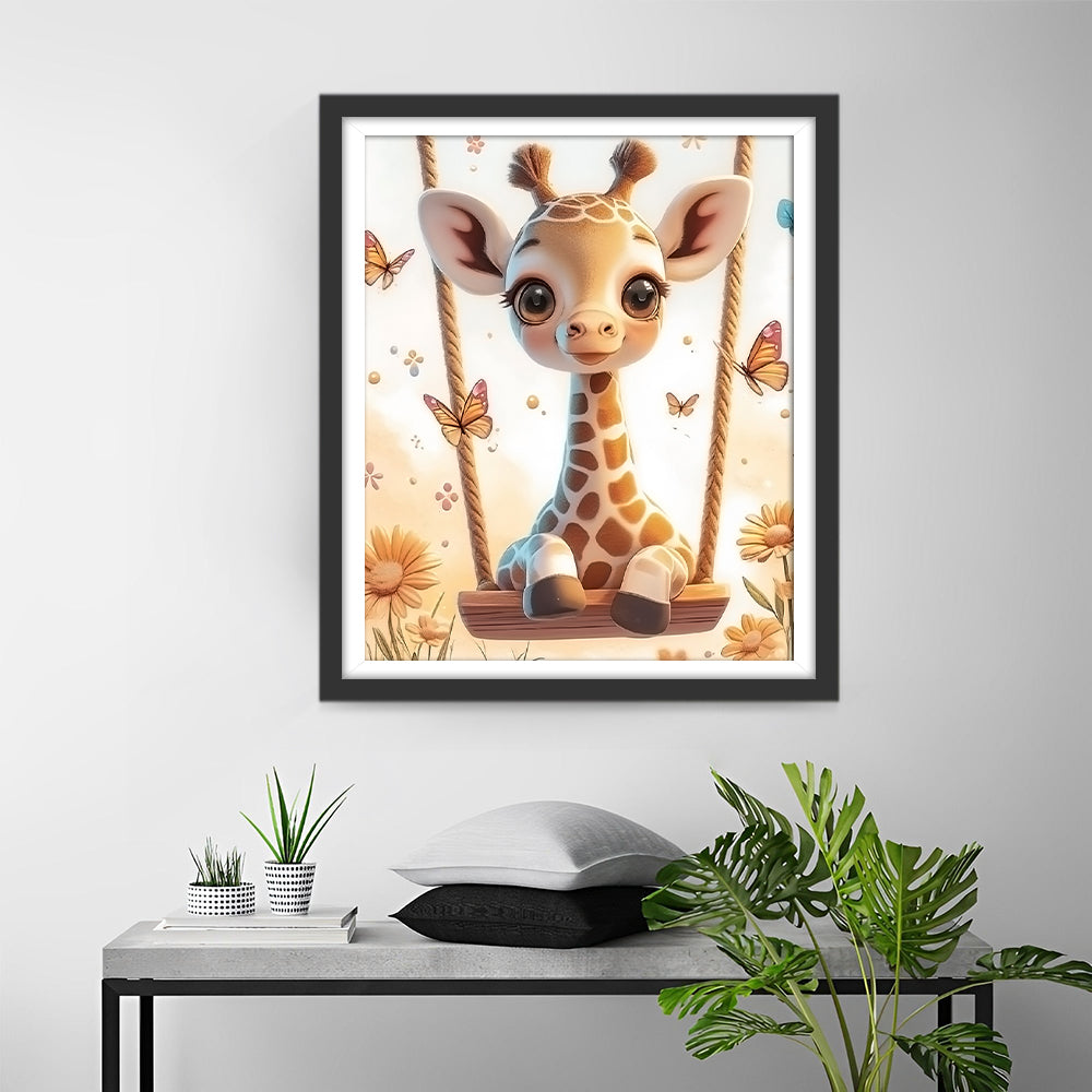 Giraffe auf einer Schaukel Diamond Painting