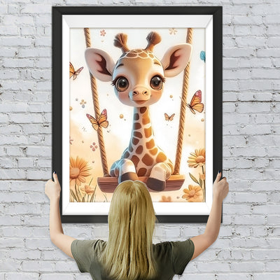 Giraffe auf einer Schaukel Diamond Painting