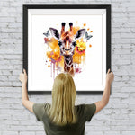 Giraffe, Blumen und Schmetterlinge Diamond Painting