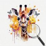 Giraffe, Blumen und Schmetterlinge Diamond Painting