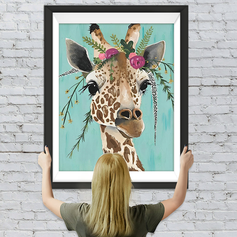 Giraffe mit einem Kranz Diamond Painting