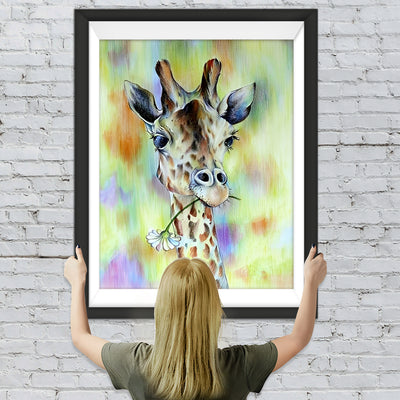 Giraffe mit Gänseblümchen im Maul Diamond Painting