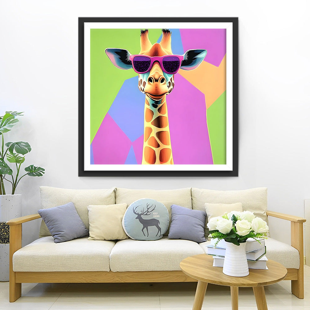 Giraffe mit lila Sonnenbrille Diamond Painting