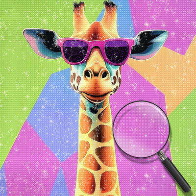 Giraffe mit lila Sonnenbrille Diamond Painting