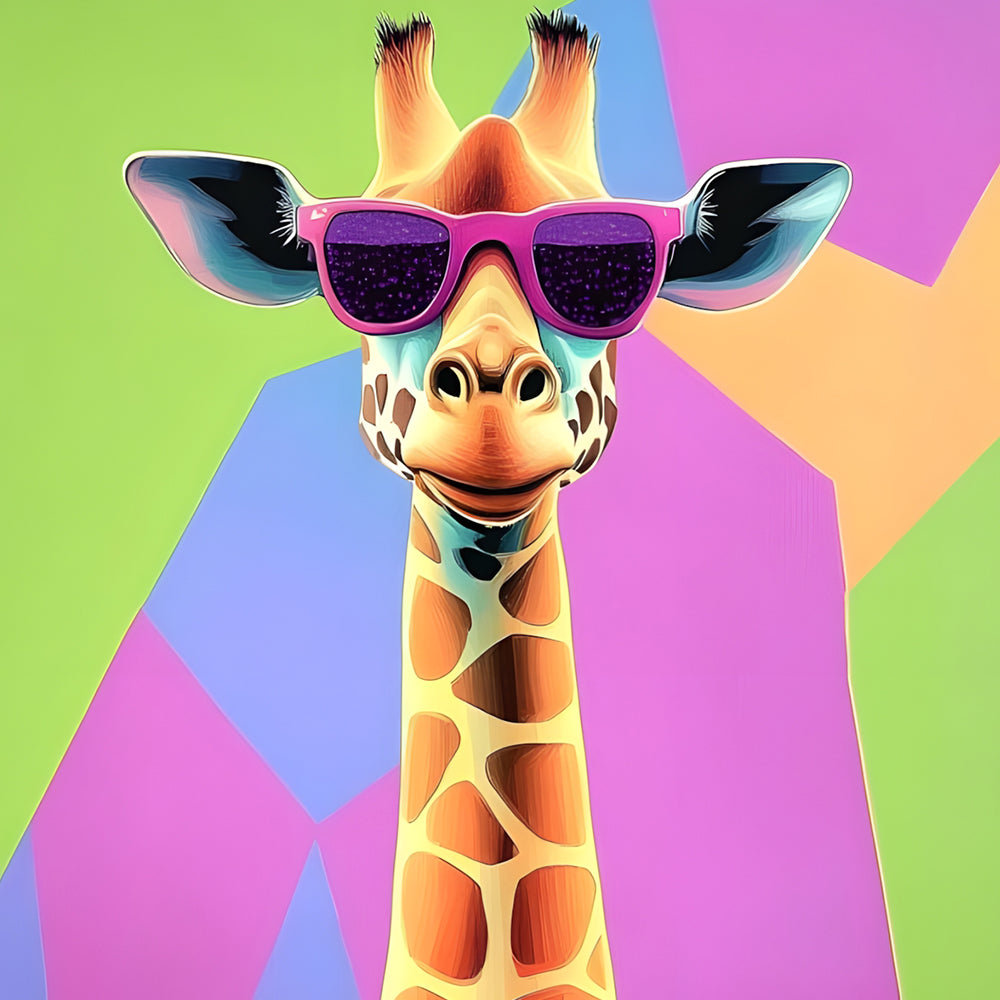 Giraffe mit lila Sonnenbrille Diamond Painting