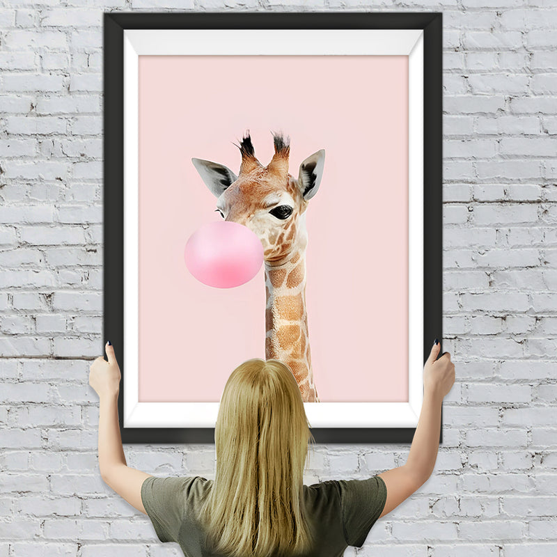 Giraffe mit rosa Ballon Diamond Painting