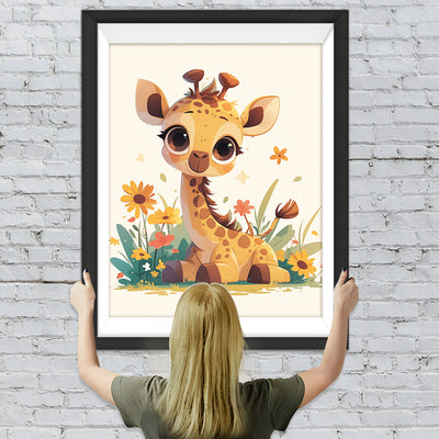 Giraffe und Blumen Diamond Painting