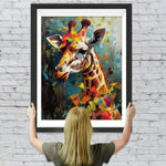 Giraffe und bunte Blätter Diamond Painting
