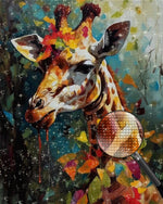 Giraffe und bunte Blätter Diamond Painting