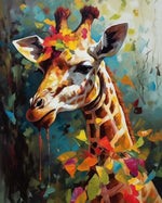 Giraffe und bunte Blätter Diamond Painting