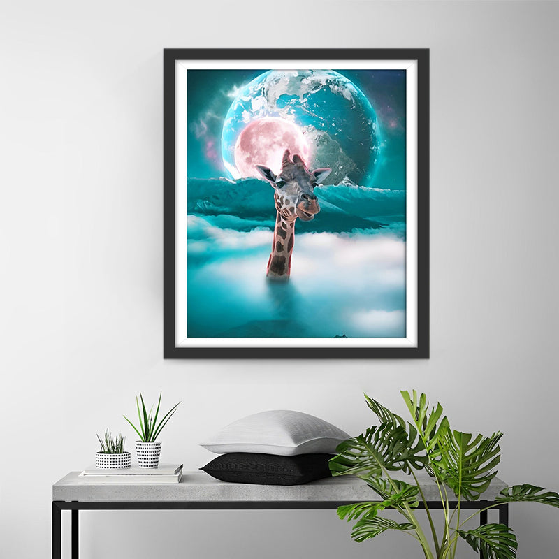 Giraffe und Grüner Planet Diamond Painting