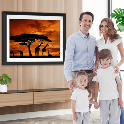 Giraffen unter dem Sonnenuntergang Diamond Painting