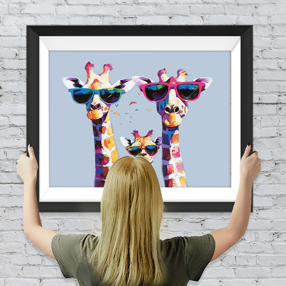Giraffenfamilie mit Brille Diamond Painting