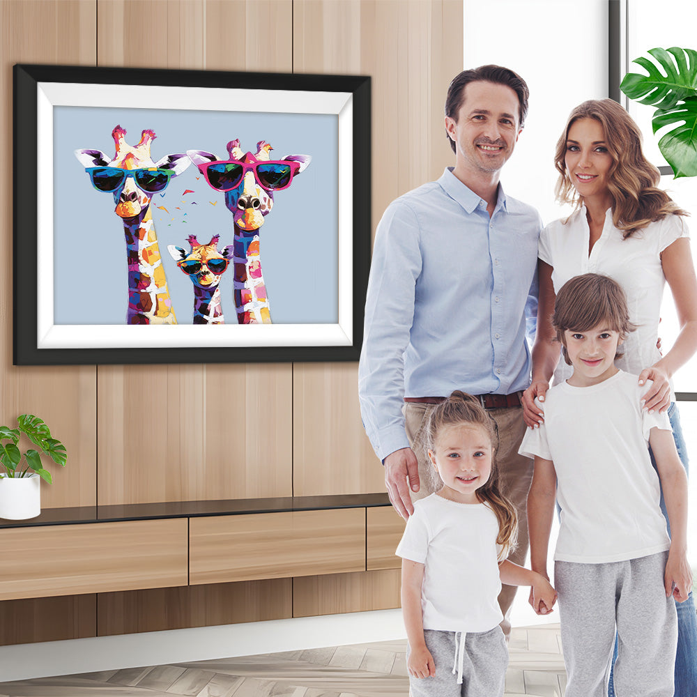 Giraffenfamilie mit Brille Diamond Painting