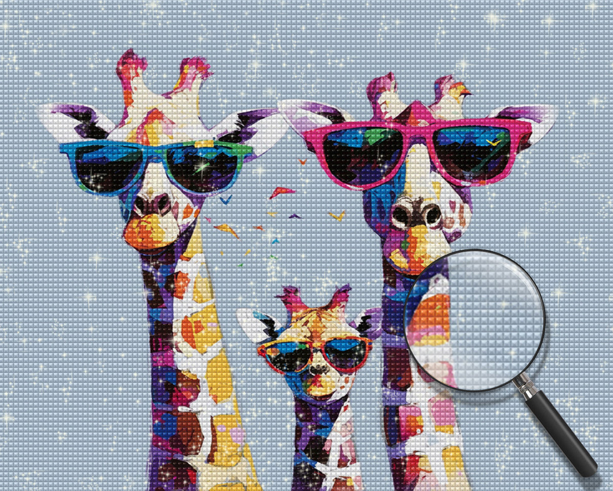Giraffenfamilie mit Brille Diamond Painting