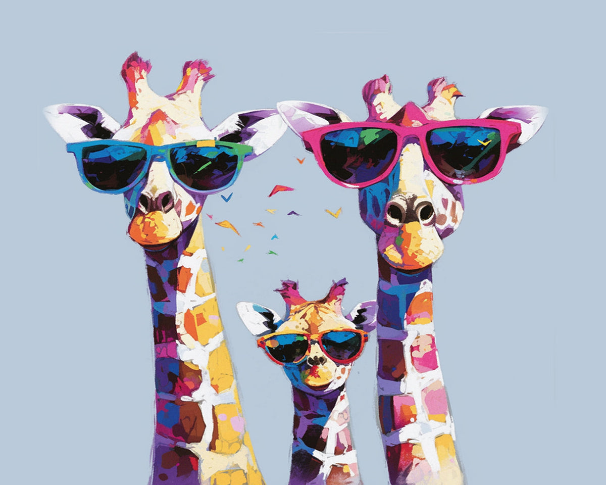 Giraffenfamilie mit Brille Diamond Painting