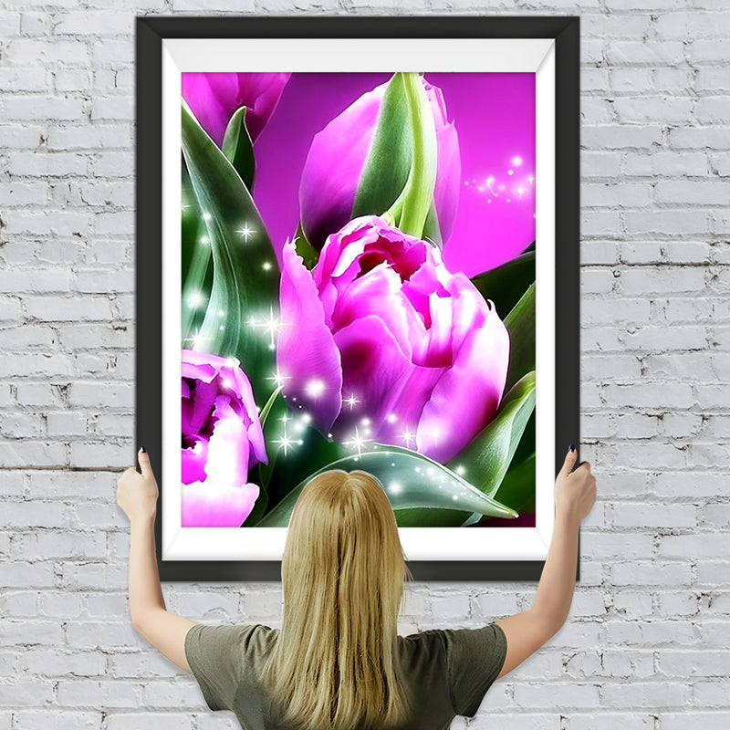 Glänzende rosa Tulpe Diamond Painting