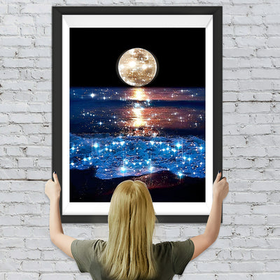 Glänzendes Meer und Mond Diamond Painting