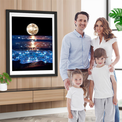 Glänzendes Meer und Mond Diamond Painting