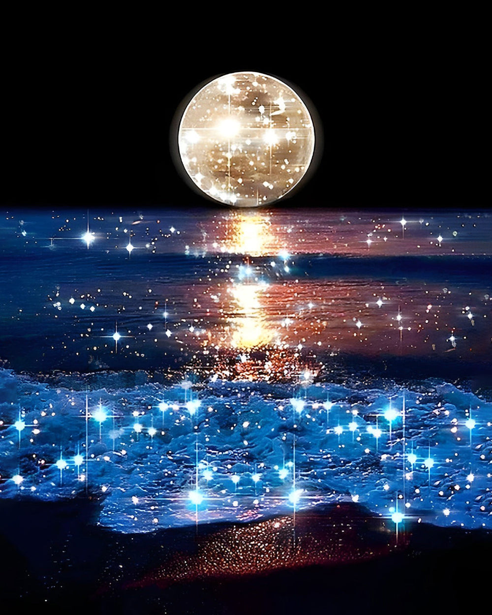 Glänzendes Meer und Mond Diamond Painting