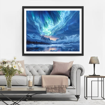 Gletscher und Aurora Diamond Painting