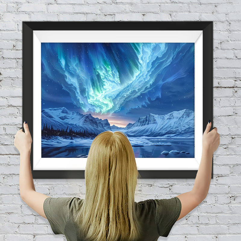 Gletscher und Aurora Diamond Painting