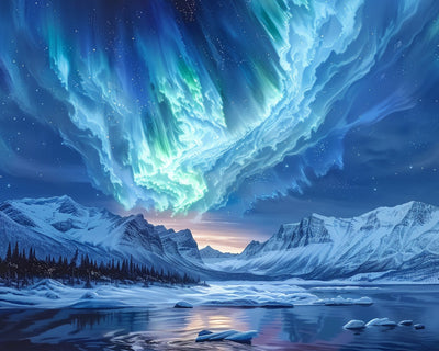 Gletscher und Aurora Diamond Painting