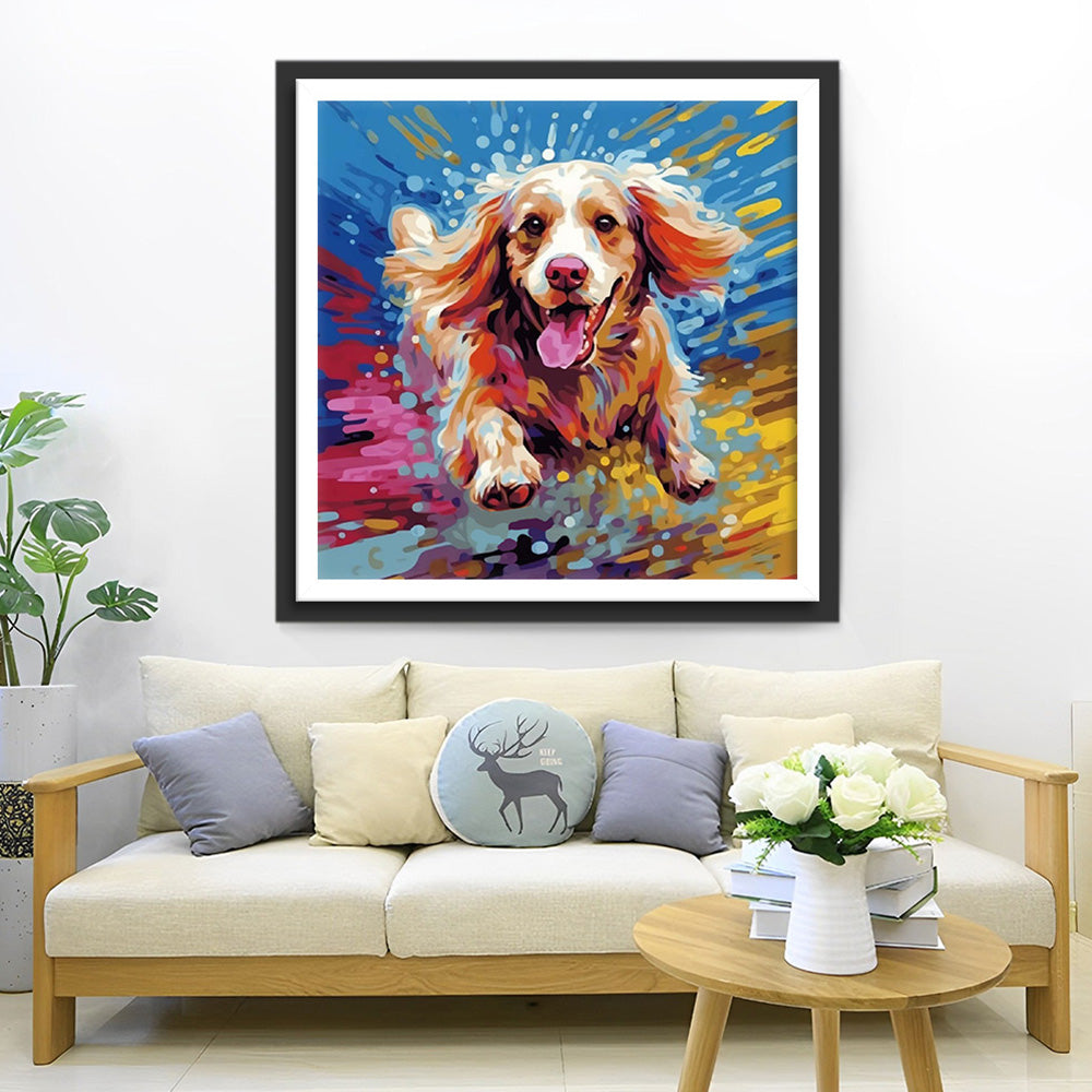 Glücklich laufender Hund Diamond Painting
