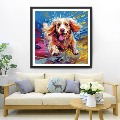 Glücklich laufender Hund Diamond Painting