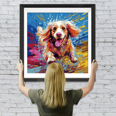 Glücklich laufender Hund Diamond Painting