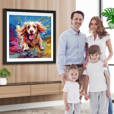 Glücklich laufender Hund Diamond Painting