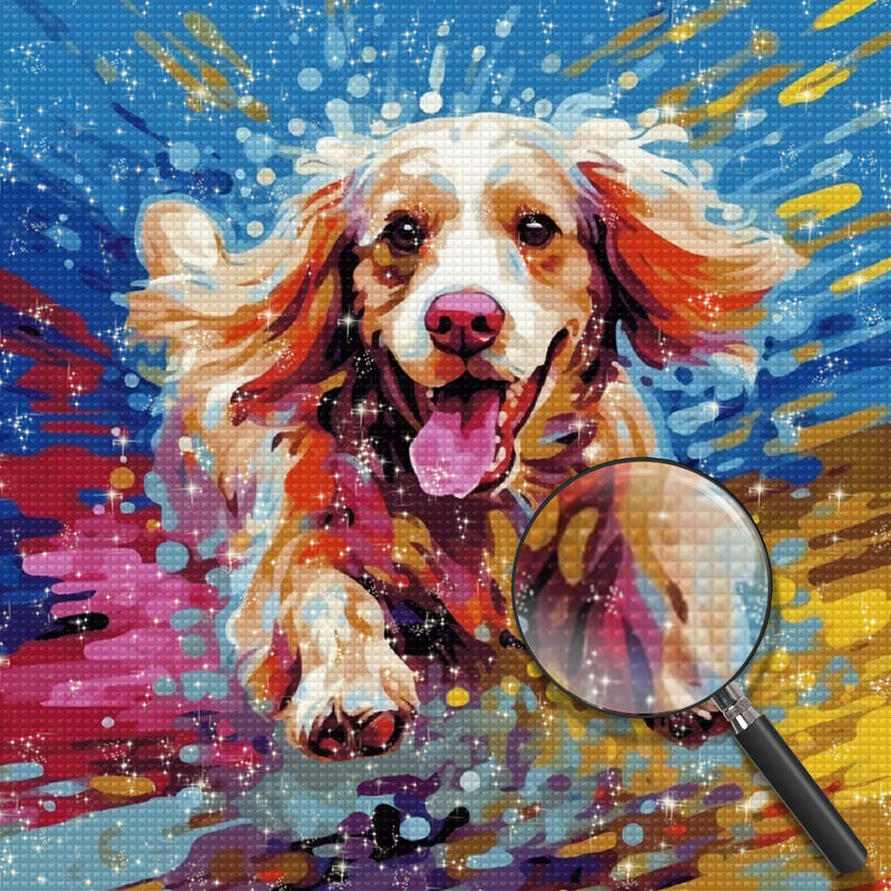 Glücklich laufender Hund Diamond Painting